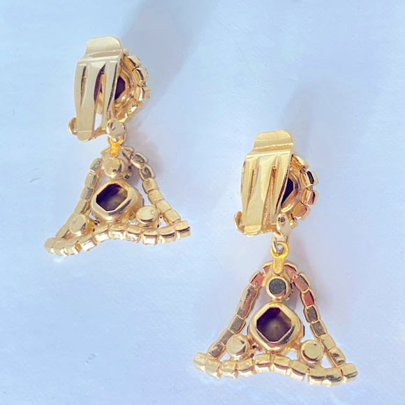 🔴 Vintage Rhinestone Necklace & Clip On Earrings - Picture 8 of 11